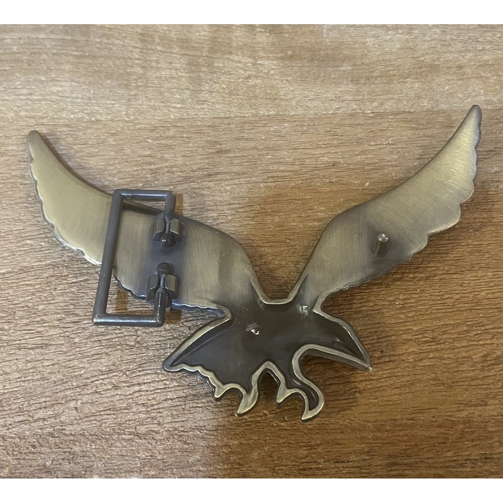 VTG Flying Eagle Belt Buckle Large 6.5" Wingspan Brass Tone Patriotic Americana - Picture 6 of 6